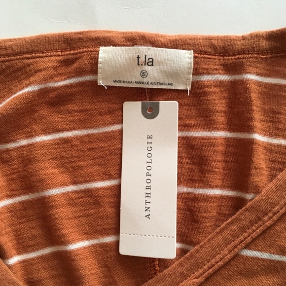 NWT Anthropologie T.La Riley Asymmetrical Pocket Tee Top Sz S Gold Orange Boho - Picture 9 of 13
